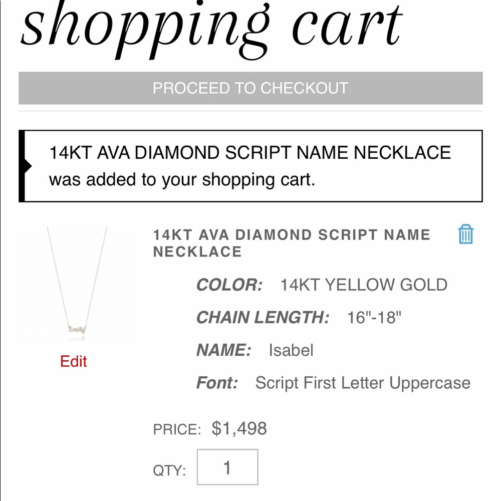 14k gold name necklace with diamonds - Picture 6 of 8